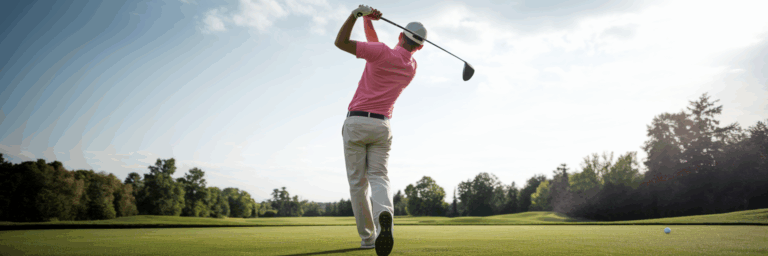 Golfanfängerin in erfolgreicher Durchhaltepose