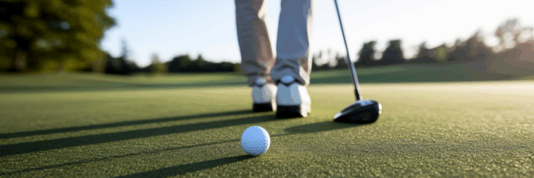 Golfanfänger in selbstbewusster Abschlusspose