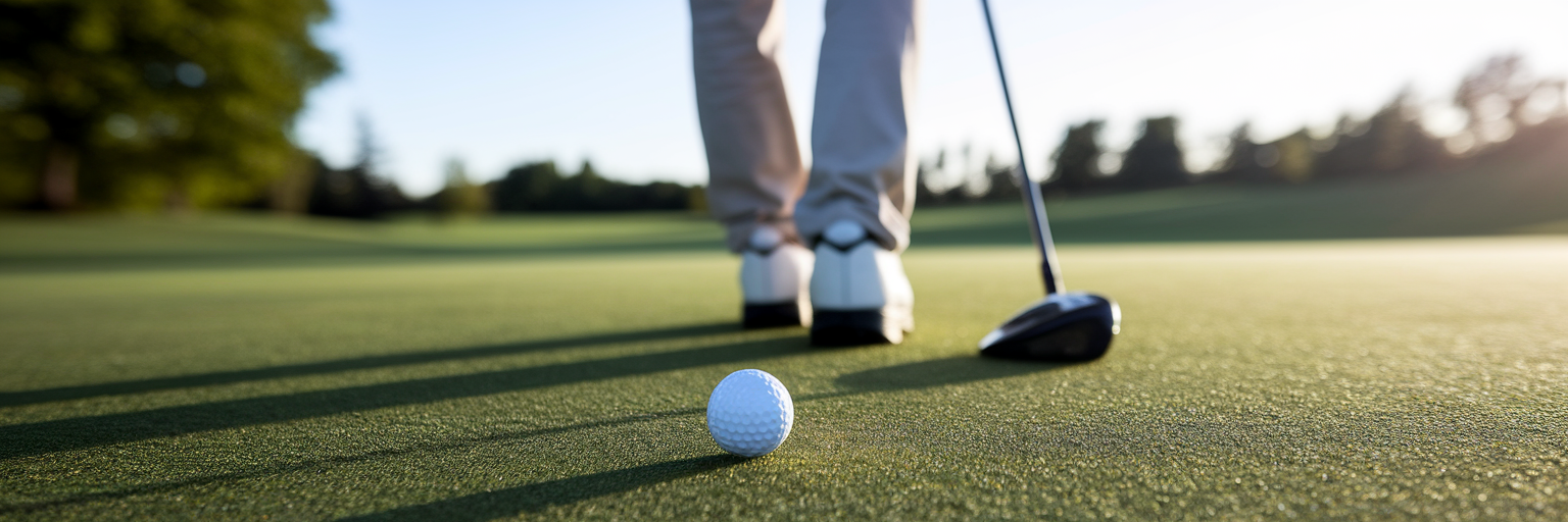 Golfanfänger in selbstbewusster Abschlusspose