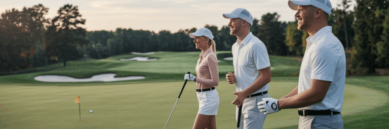 Golfanfänger sind bereit zu spielen.